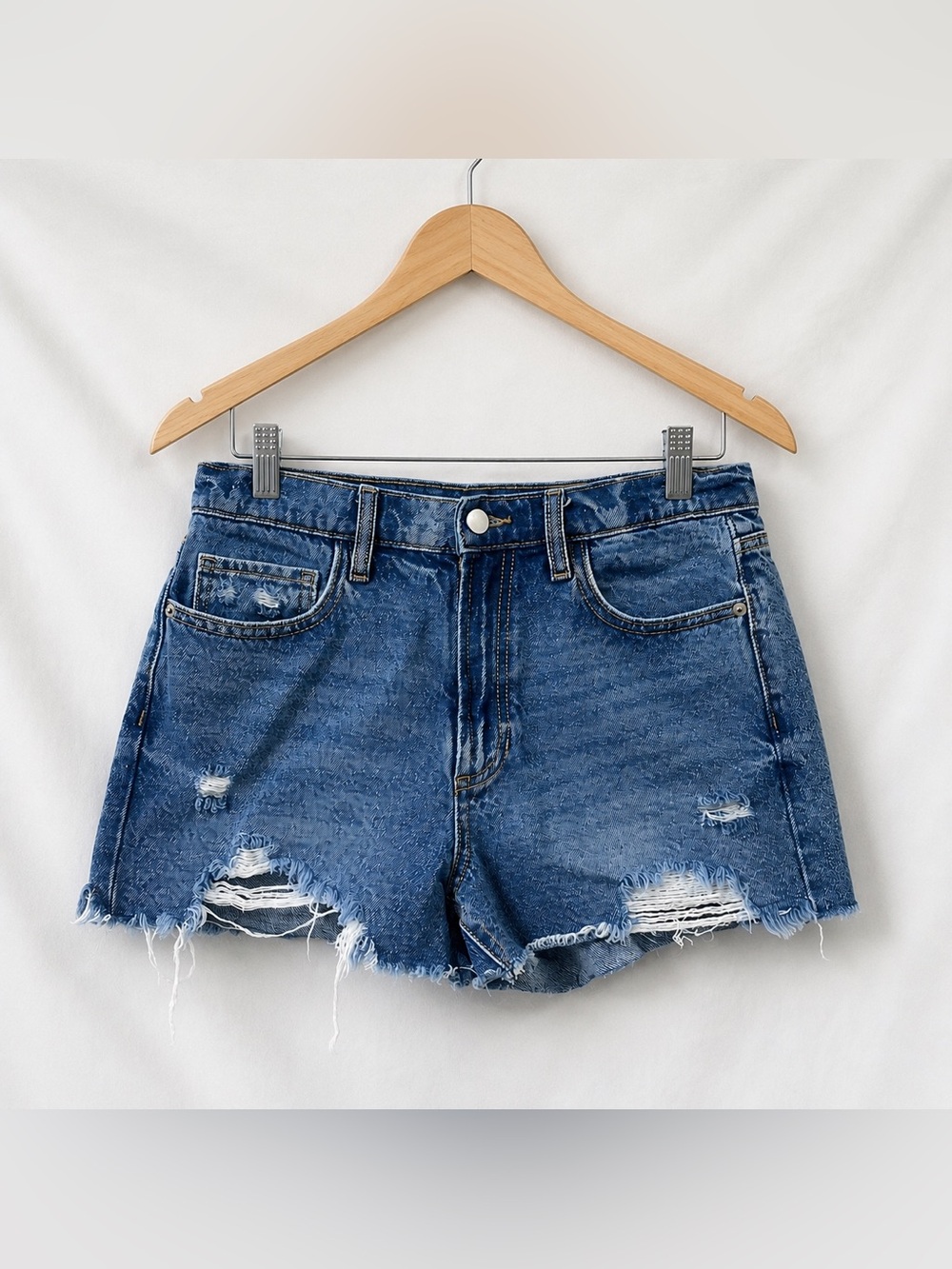 Altar’d State Distressed Denim Cutoff Shorts Size 28 High Rise Raw Hem Festival